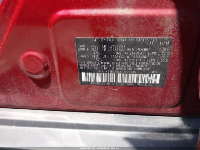4S4BSBDCXF3271945 Subaru Outback 2.5i Premium