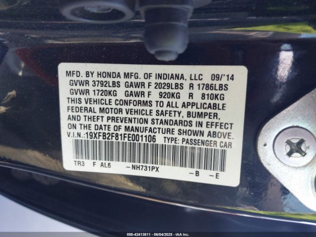 19XFB2F81FE001106 Honda CIVIC EX
