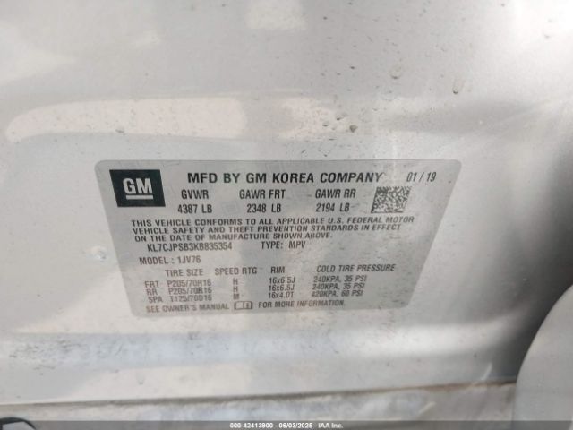 2019 CHEVROLET TRAX KL7CJPSB3KB835354 Photo 8