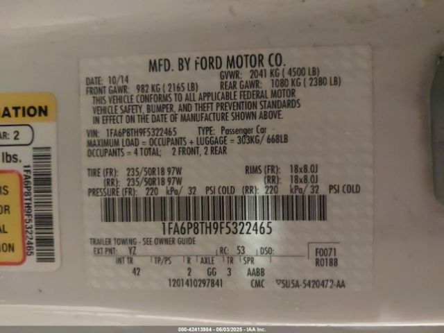 2015 FORD MUSTANG 1FA6P8TH9F5322465 Photo 8