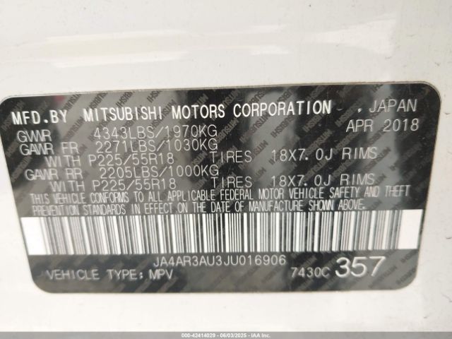 2018 MITSUBISHI OUTLANDER SPORT JA4AR3AU3JU016906 Photo 8