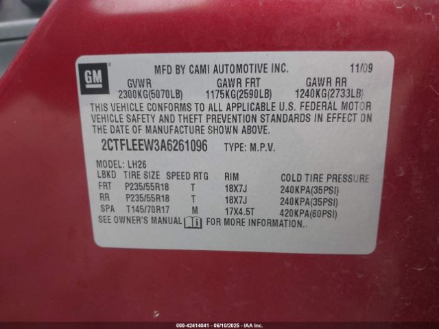 2010 GMC TERRAIN 2CTFLEEW3A6261096 Photo 8