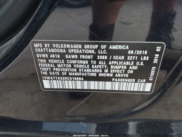 2017 VOLKSWAGEN PASSAT 1VWAT7A32HC015684 Photo 8