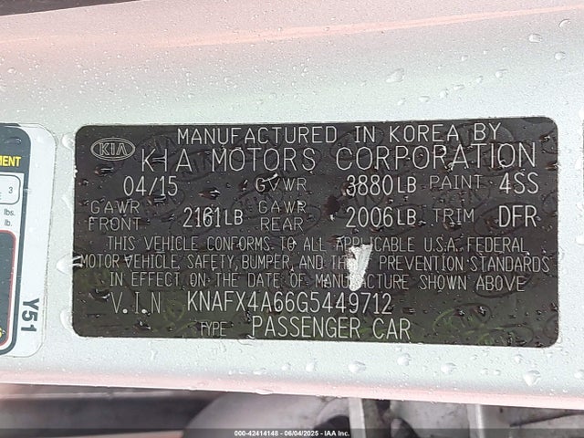 KNAFX4A66G5449712 KIA mpi nu