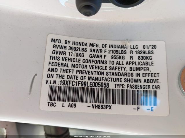 19XFC1F99LE005058 Honda l15b7