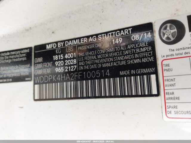 WDDPK4HA2FF100514 Mercedes-Benz SLK 250