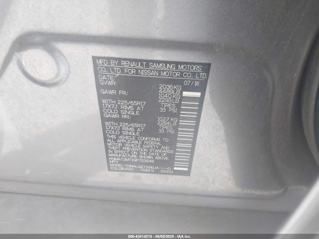 Aukcja sprzedaży 2016 Nissan Rogue Sv, vin: KNMAT2MT1GP723546, numer aukcji: 42414218