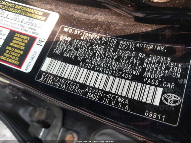 4T1BF1FK1GU127408 Toyota CAMRY LE