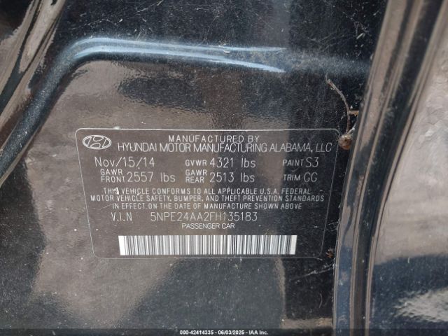 5NPE24AA2FH135183 Hyundai SONATA ECO