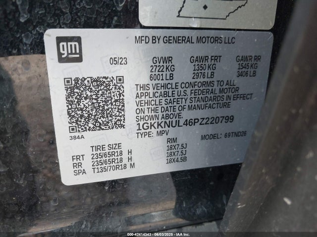 1GKKNUL46PZ220799 GMC Acadia Awd Slt