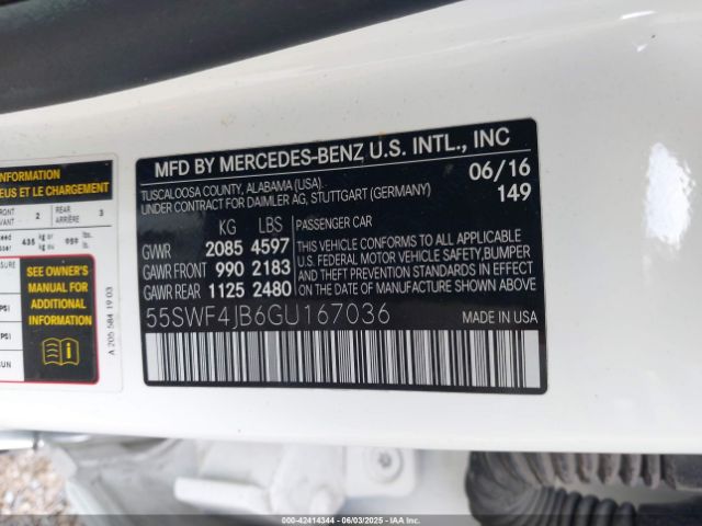 2016 MERCEDES-BENZ C 300 55SWF4JB6GU167036 Photo 8