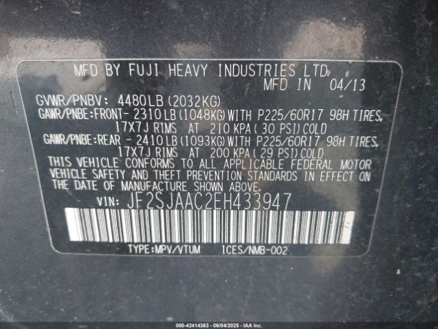 JF2SJAAC2EH433947 Subaru Forester 2.5i