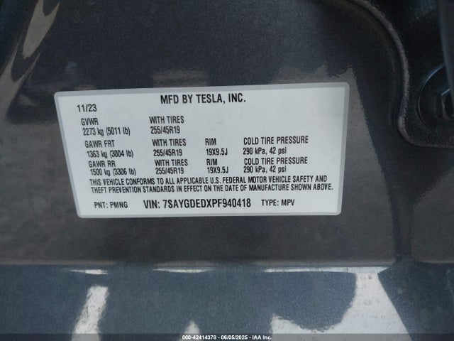 2023 TESLA MODEL Y 7SAYGDEDXPF940418 Photo 8