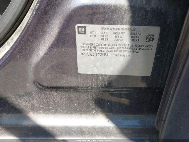 1G1PC5SB1E7424084 Chevrolet Cruze 1lt Auto