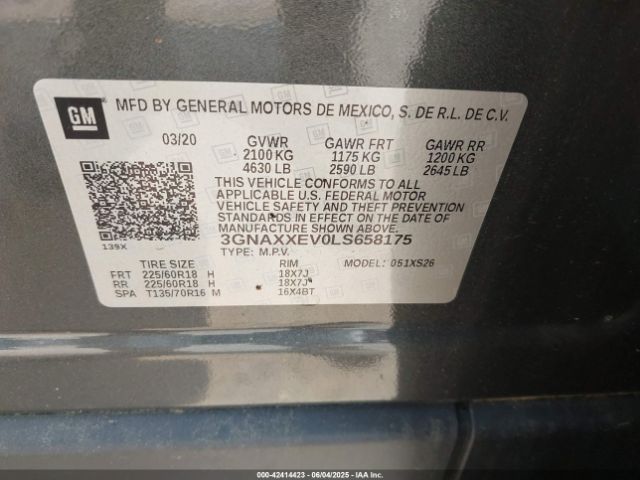 2020 CHEVROLET EQUINOX 3GNAXXEV0LS658175 Photo 8