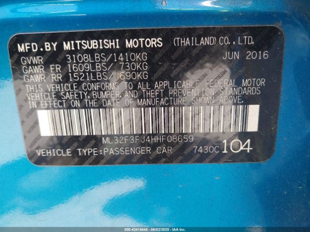 ML32F3FJ4HHF08659 Mitsubishi Mirage G4 Es