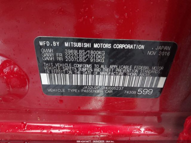 2017 MITSUBISHI LANCER JA32U2FU2HU005237 Photo 8