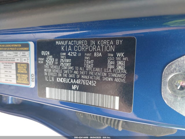 42414486 :رقم المزاد ، KNDEUCAA4R7612452 vin ، 2024 Kia Seltos S مزاد بيع