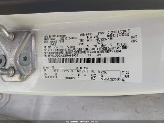 Ford 2016 2016 1FMCU9GX2GUA68906 Image 9