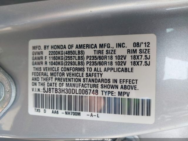 2013 ACURA RDX 5J8TB3H30DL006748 Photo 8