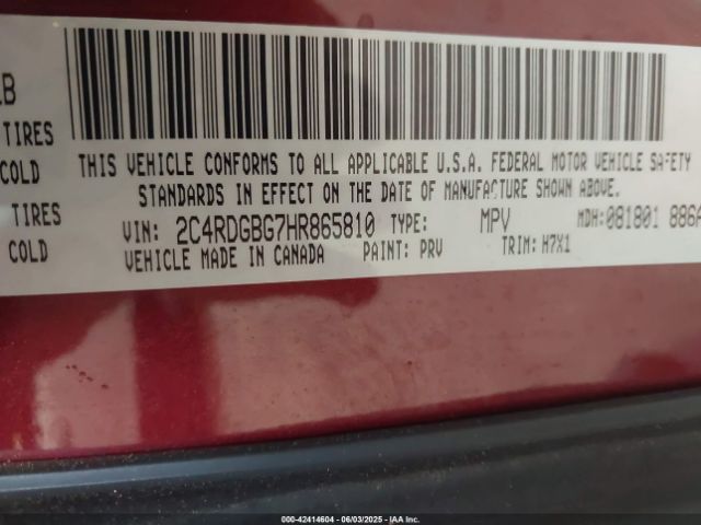 2C4RDGBG7HR865810 Dodge Grand Caravan Se