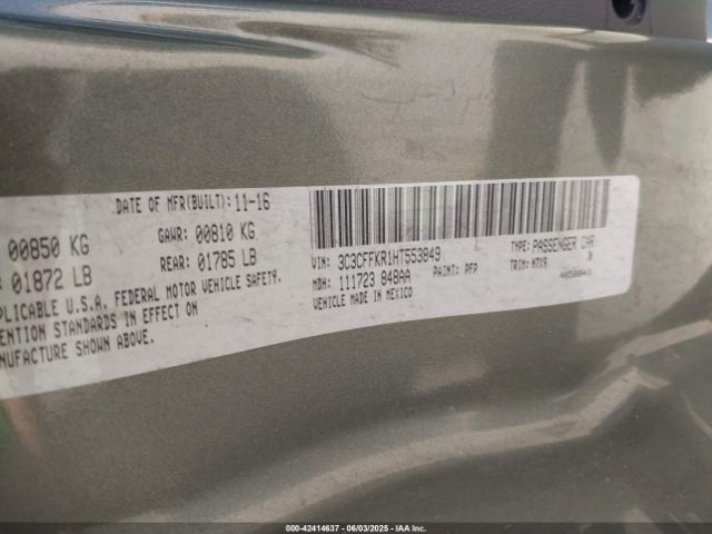 3C3CFFKR1HT553849 Fiat 500 POP