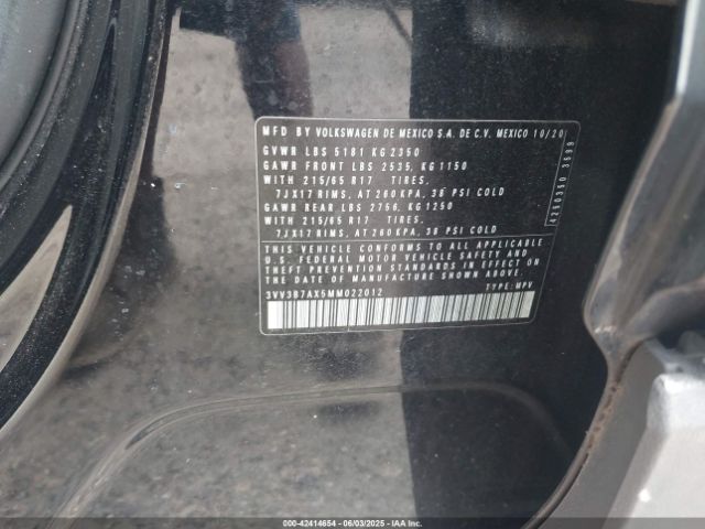 2021 VOLKSWAGEN TIGUAN 3VV3B7AX5MM022012 Photo 8