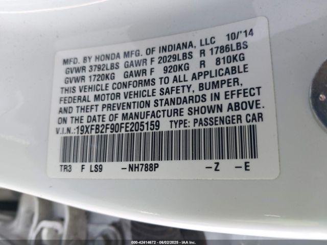 19XFB2F90FE205159 Honda Civic Ex-l