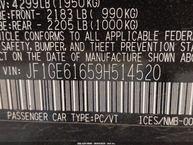 2009 SUBARU IMPREZA JF1GE61659H514520 Photo 8