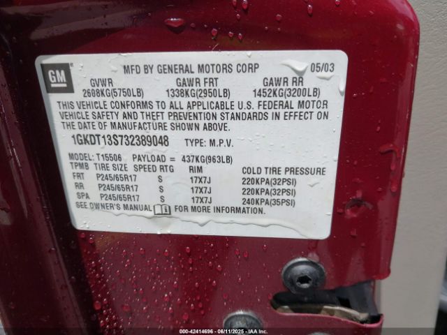 2003 GMC ENVOY 1GKDT13S732389048 Photo 8