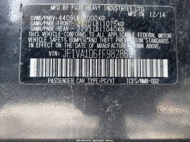 JF1VA1D61F9828611 Subaru Wrx Premium