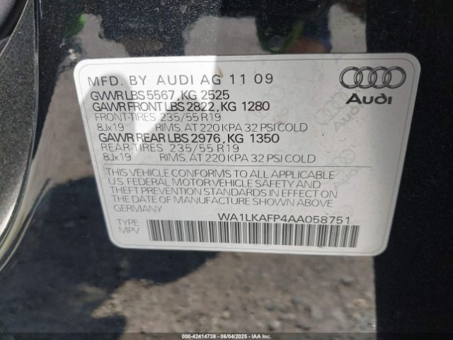 2010 AUDI Q5 WA1LKAFP4AA058751 Photo 8