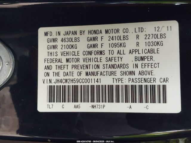 2012 ACURA TSX JH4CW2H59CC001141 Photo 8
