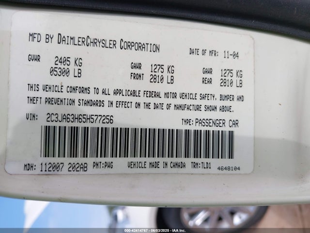 42414767 :رقم المزاد ، 2C3JA63H65H577256 vin ، 2005 Chrysler 300c مزاد بيع