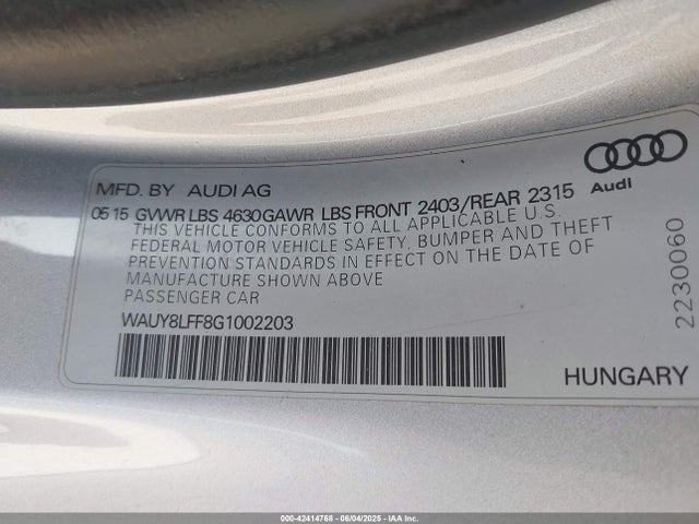 2016 AUDI A3 WAUY8LFF8G1002203 Photo 8