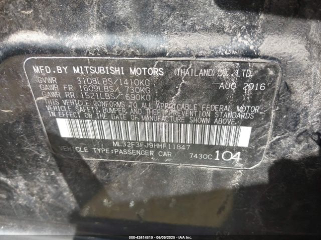2017 MITSUBISHI MIRAGE G4 ML32F3FJ9HHF11847 Photo 8