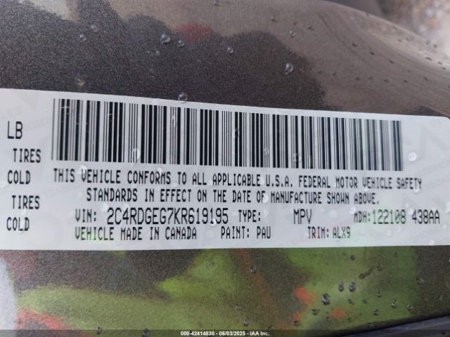 2019 DODGE GRAND CARAVAN 2C4RDGEG7KR619195 Photo 8
