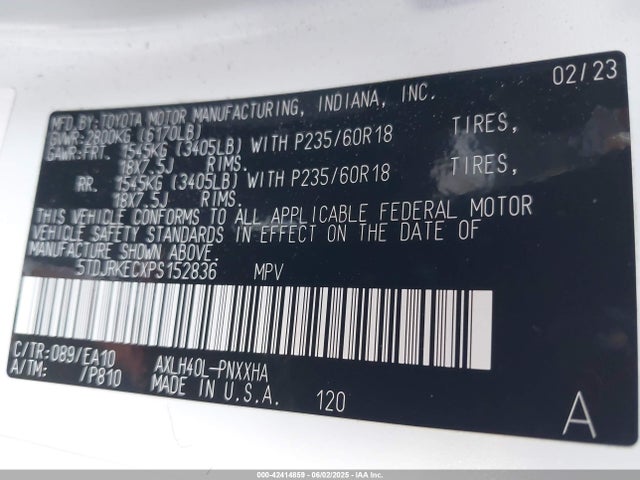 5TDJRKECXPS152836 Toyota a25a-fxs, 5nm