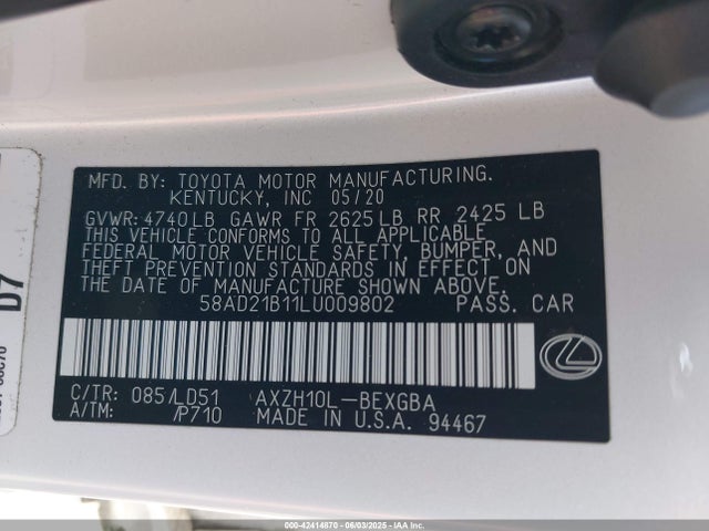 Lexus a25a-fxs, 3nm 2020 58AD21B11LU009802 Image 9