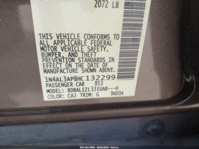 1N4AL3AP8HC132299 Nissan Altima 2.5 Sv