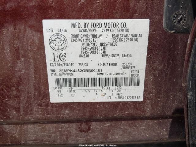 2016 FORD EDGE 2FMPK4J82GBB00481 Photo 8