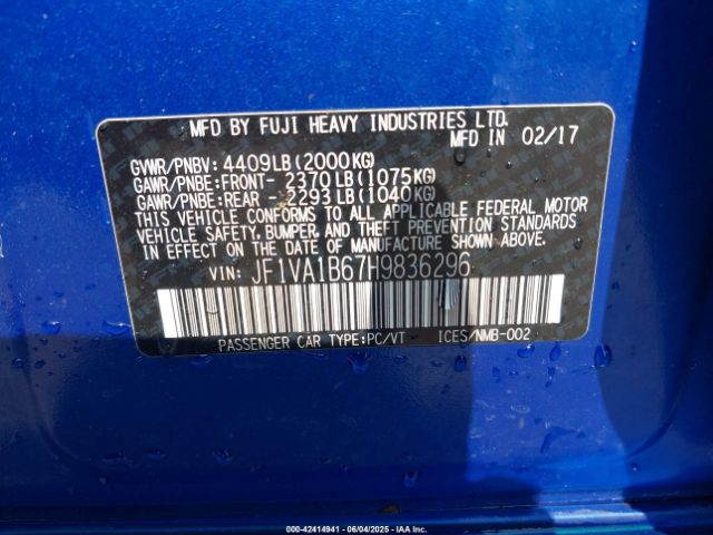 2017 SUBARU WRX JF1VA1B67H9836296 Photo 8