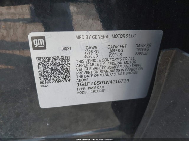 1G1FZ6S01N4116719 Chevrolet 2022