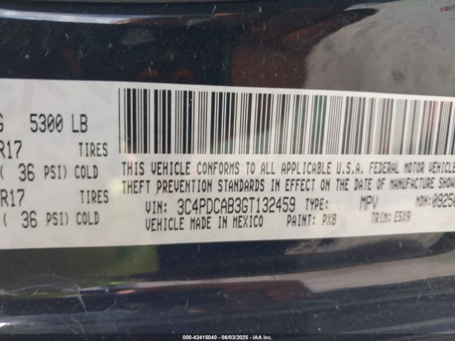 3C4PDCAB3GT132459 Dodge JOURNEY SE