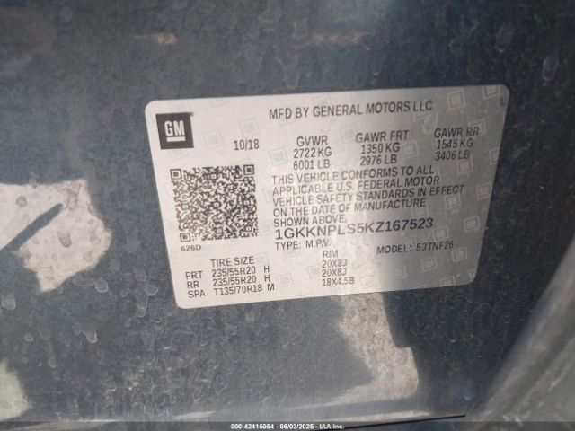 1GKKNPLS5KZ167523 GMC Acadia Denali