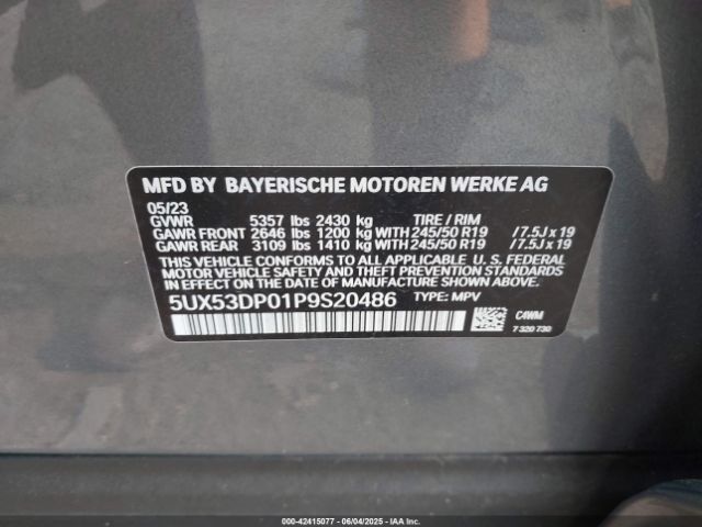 2023 BMW X3 5UX53DP01P9S20486 Photo 8
