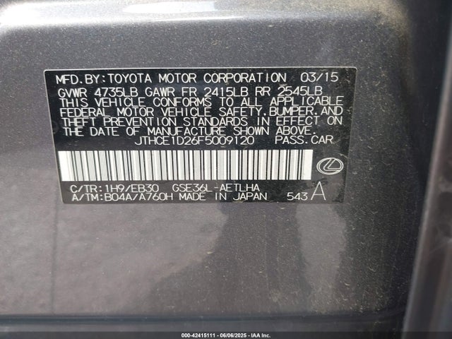JTHCE1D26F5009120 Lexus 2gr-fse