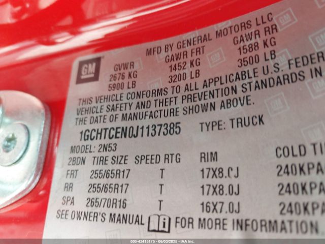 2018 CHEVROLET COLORADO 1GCHTCEN0J1137385 Photo 8