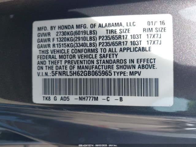 5FNRL5H62GB065965 Honda j35z8
