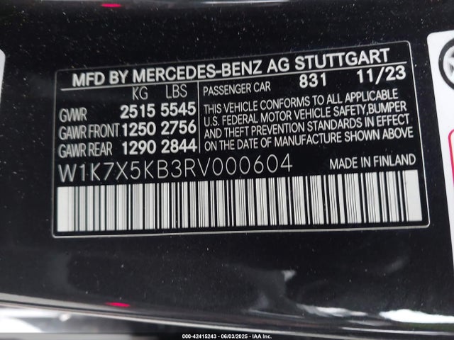 W1K7X5KB3RV000604 Mercedes-Benz m256
